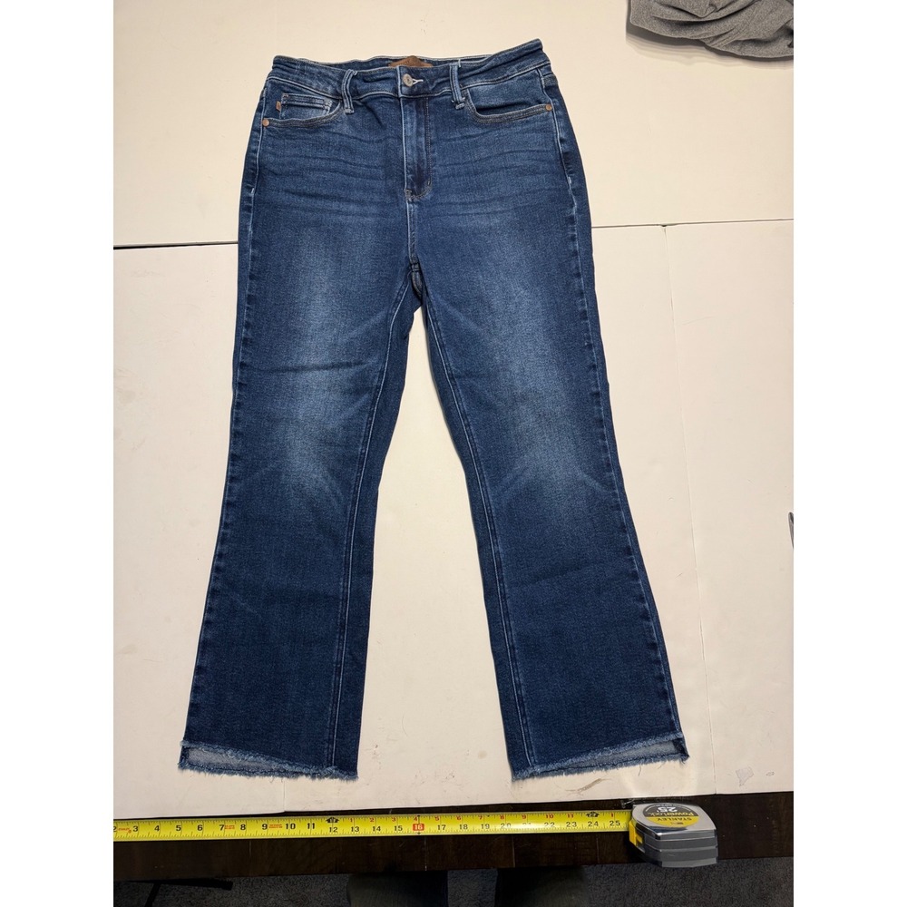 Judy Blue Kick Flare Jeans Dark Wash Raw Hem JB88982 DK-CO Mens Size 11/30